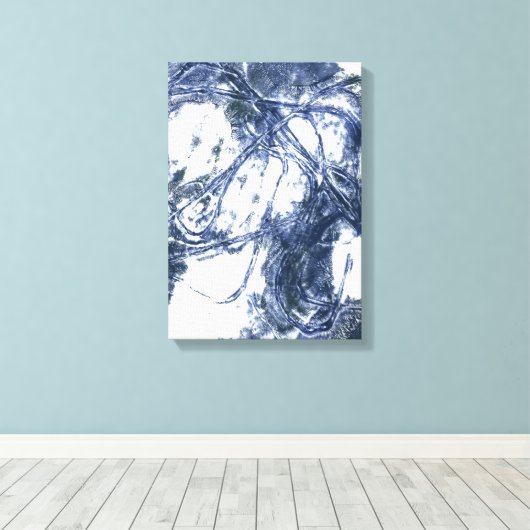 Abstracte wandprint blauw grijs canvas afdruk (Insitu (Houten vloer))