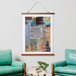 Abstracte wandtapijt aan de muur hangend wandkleed