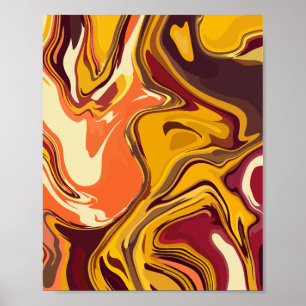 Abstracte Warm Color Fluid Art Poster