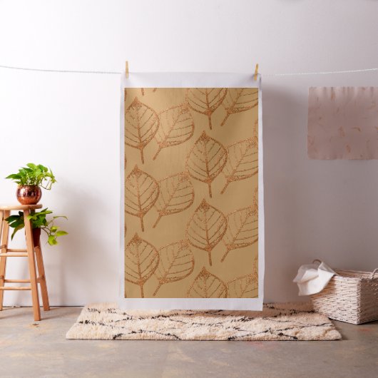 Abstracte Warm Copper Leaves Skeletten Stof (Voorbeeld)