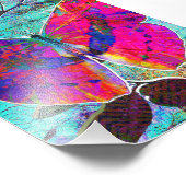 Abstracte warme roze en asqua botanische vlinder foto afdruk (Hoek)