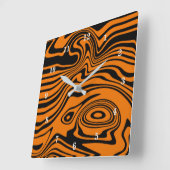Abstracte Warme Zwarte & Oranje Lijnen - Vierkante Klok (Hoek)