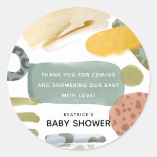 Abstracte Watercolor Verf Baby Shower Bedankt Ronde Sticker