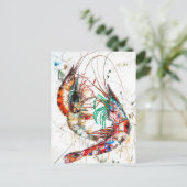 Abstracte watercolorillustratie van garnalen briefkaart (Staand voorkant)
