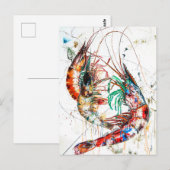 Abstracte watercolorillustratie van garnalen briefkaart (Voorkant / Achterkant)