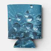 Abstracte waterdruppels blauw reflecterend blikjeskoeler (Achterkant)