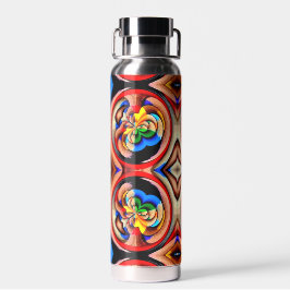 Abstracte waterfles met regenboogwervelingen