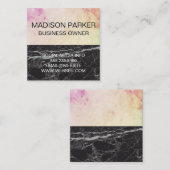 Abstracte waterkleur | Zwarte marmer Vierkante Visitekaartje (Voorkant / Achterkant)