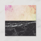 Abstracte waterkleur | Zwarte marmer Vierkante Visitekaartje (Achterkant)