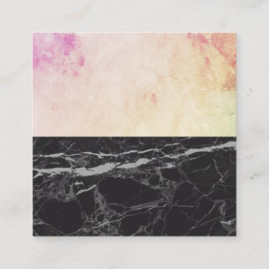 Abstracte waterkleur | Zwarte marmer Vierkante Visitekaartje (Achterkant)