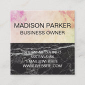 Abstracte waterkleur | Zwarte marmer Vierkante Visitekaartje (Voorkant)