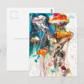 Abstracte waterkleuraillustratie van kwal briefkaart (Voorkant / Achterkant)