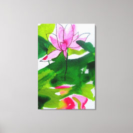 Abstracte waterlelie aquarel schilderij canvas afdruk