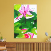 Abstracte waterlelie aquarel schilderij canvas afdruk (Insitu (Woonkamer))