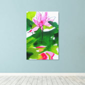 Abstracte waterlelie aquarel schilderij canvas afdruk (Insitu (Houten vloer))