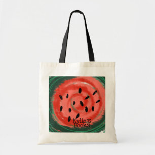 Abstracte Watermeloenschijf Aangepaste Bibliotheek Tote Bag