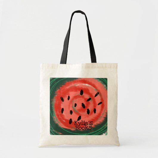 Abstracte Watermeloenschijf Aangepaste Bibliotheek Tote Bag (Voorkant)