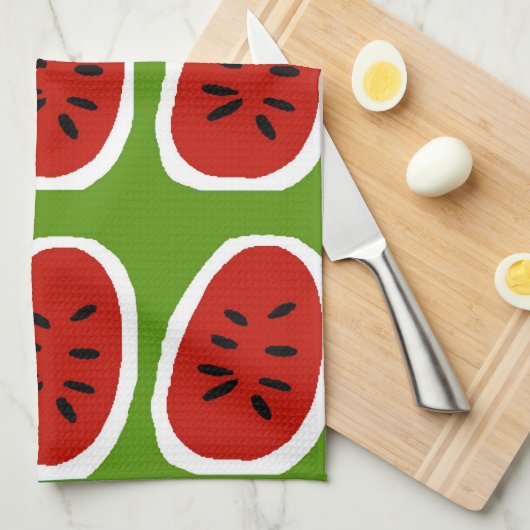 Abstracte watermeloenslikken theedoek (Quarter Fold)