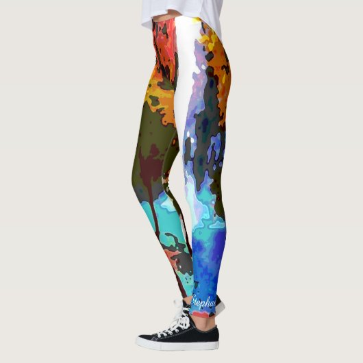 Abstracte waterval met persoonlijke naam leggings (Links)