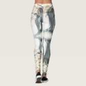 Abstracte waterval witte grijze leggings (Achterkant)