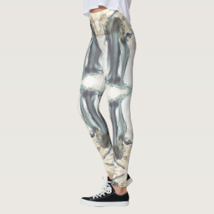 Abstracte waterval witte grijze leggings