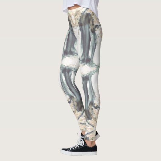 Abstracte waterval witte grijze leggings (Links)