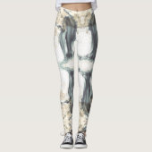 Abstracte waterval witte grijze leggings (Voorkant)