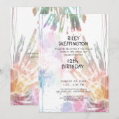 Abstracte Waterverf 12e Verjaardag Creative Splash Kaart (Voorkant / Achterkant)