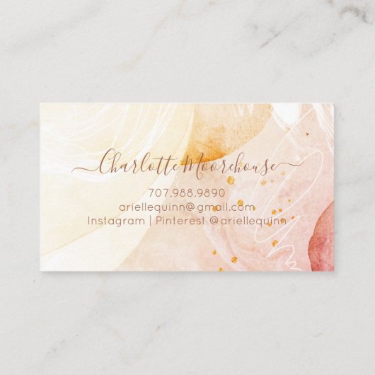 Abstracte Waterverf Aardse Vormen Script Signature Visitekaartje (Achterkant)
