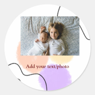 Abstracte waterverf abstracte vormen tekstnaam toe ronde sticker