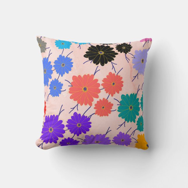 Abstracte waterverf achtergrond met bloemen ontwer kussen (Voorkant)