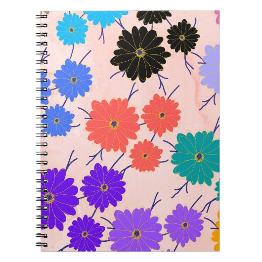 Abstracte waterverf achtergrond met bloemen ontwer notitieboek (Voorkant)