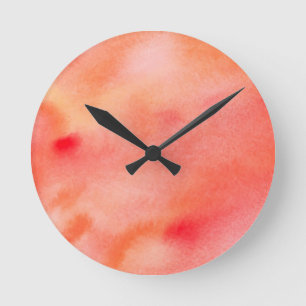 Abstracte Waterverf Achtergrond - Oranje Ronde Klok