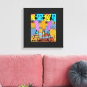 Abstracte Waterverf Afrikaanse kunst Sunny Dance Canvas Afdruk (Insitu (Woonkamer))