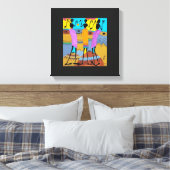 Abstracte Waterverf Afrikaanse kunst Sunny Dance Canvas Afdruk (Insitu (Slaapkamer))
