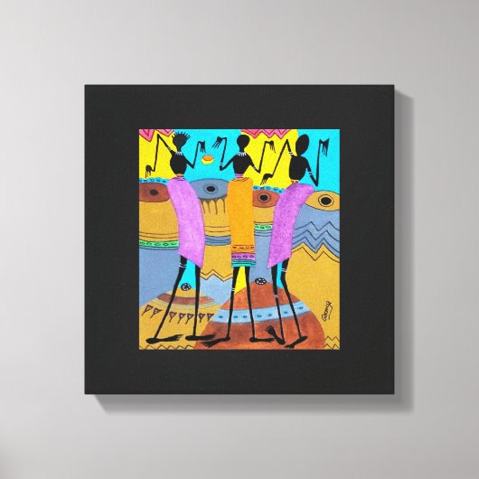 Abstracte Waterverf Afrikaanse kunst Sunny Dance Canvas Afdruk (Voorkant)