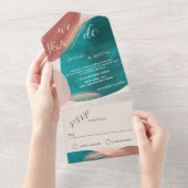 Abstracte Waterverf Alles in een bruiloft uitnodig All In One Uitnodiging (Afscheurbaar)