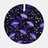 Abstracte Waterverf Anjer Bloemen Patroon Glas Ornament (Achterkant)