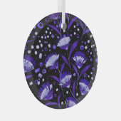 Abstracte Waterverf Anjer Bloemen Patroon Glas Ornament (Voorkant Rechts)