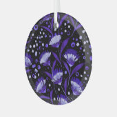 Abstracte Waterverf Anjer Bloemen Patroon Glas Ornament (Voorkant links)