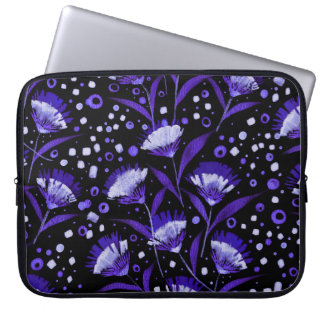 Abstracte Waterverf Anjer Bloemen Patroon Laptop Sleeve