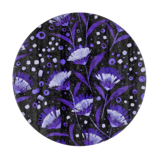 Abstracte Waterverf Anjer Bloemen Patroon Snijplank (Voorkant)