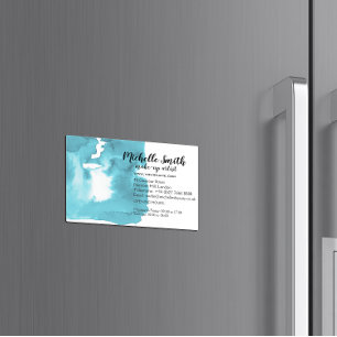 Abstracte waterverf aqua blue splash brush stroke magnetisch visitekaartje