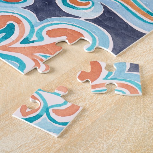 Abstracte Waterverf Art Jigzaag Puzzle Legpuzzel (Zijkant)