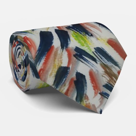 Abstracte Waterverf Art Stropdas (Opgerold)