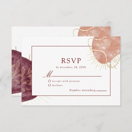 Abstracte Waterverf Band Weddenschap RSVP (Voorkant / Achterkant)