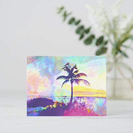 Abstracte Waterverf - Beach Sunset I Briefkaart (Staand voorkant)