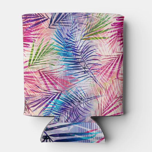 Abstracte Waterverf bladeren allover patroon Blikjeskoeler (Achterkant)