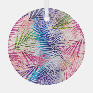 Abstracte Waterverf bladeren allover patroon Glas Ornament