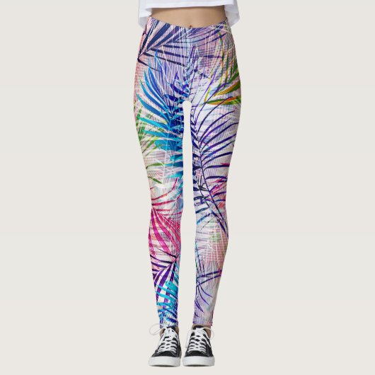 Abstracte Waterverf bladeren allover patroon Leggings (Voorkant)
